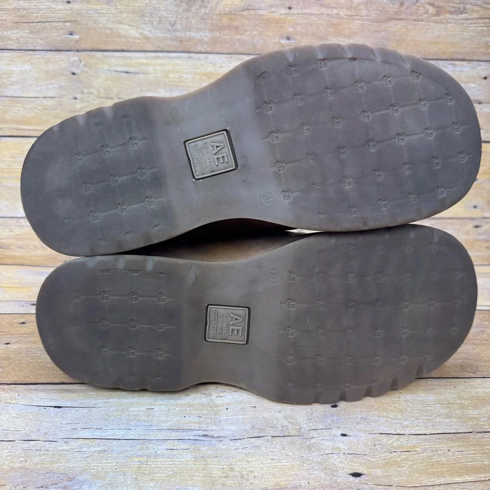 Vtg American Eagle Mens 11 Brown Leather Chunky Moc Toe Shoes‎ Y2K Gorpcore 90s